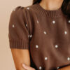 White Elegant Polka Dot Bubble Short Sleeve Sweater