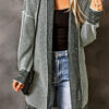 Apricot Plaid Knitted Long Open Front Cardigan