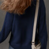 Dirty blue Solid Color Front Seam Drop Shoulder Loose Sweater