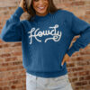 Chicory Coffee Howdy Embroidered Graphic Western Sweater