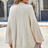 Beige Solid Color Knit Lapel Collar Single Button Sweater Cardigan