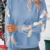 Myosotis Contrast Bow Decor Dropped Sleeve Crewneck Sweatshirt