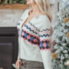 Pink Stripe Geometric Button Up Sweater Cardigan