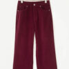 Burgundy Corduroy Solid Color High Waist Wide Leg Pants