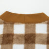 Brown Checkered Sherpa Loose Knit Cardigan with Pockets