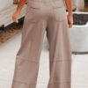 Smoke Gray Mineral Wash Exposed Seam Drawstring Elastic Waistband Wide Leg Cargo Pants