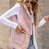 Pink Fleece Lined Quilted Vest Coats
