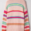 Multicolour Open Front Striped Pattern Knit Oversize Cardigan