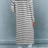 Black Stripe Print Open Front Duster Cardigan