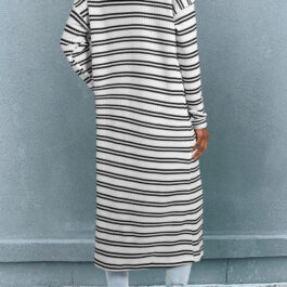 Black Stripe Print Open Front Duster Cardigan