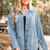 Beau Blue Multi Patched Pockets Side Tie up Boyfriend Style Denim Jacket
