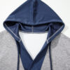 Light Grey Color Block Patchwork V Neck Drawstring Hoodie