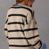 Black Colorblock Drop Shoulder Buttoned Loose Cardigan