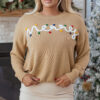 Smoke Gray Merry Colorful Dot Detail Christmas Drop Shoulder Sweater