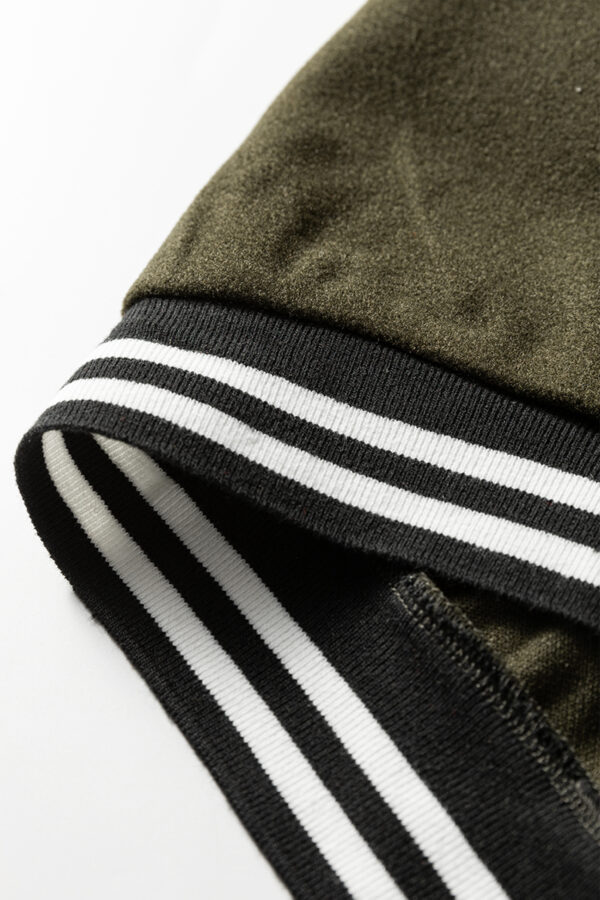 Four Leaf Clover Contrast Cuffed Drop Shoulder Zip up Tunic Hoodie