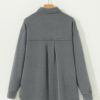 Medium Grey Mineral Wash Chest Pockets Drop Shoulder Shacket with Side Slit