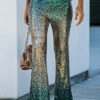 Green Black&Gold Gradient Sequined Pants