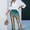 Green Black&Gold Gradient Sequined Pants