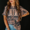 Dark Grey Howdy Cowboy Letter Printed Western Fashion Tee