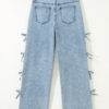 Beau Blue Bow Knot Side Detail Straight Leg Loose Jeans