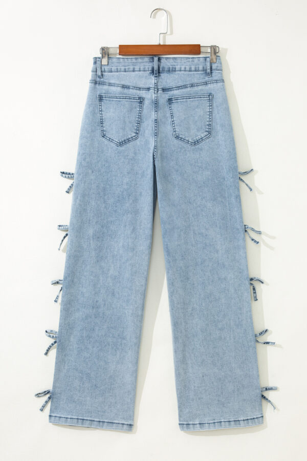 Beau Blue Bow Knot Side Detail Straight Leg Loose Jeans