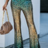 Green Black&Gold Gradient Sequined Pants