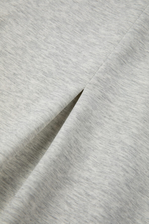 Light Grey Half Zip Stand Neck Seam Detail Long Sleeve Top