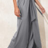 Medium Grey Knotted Drop Waist Split Leg Relaxed Pants