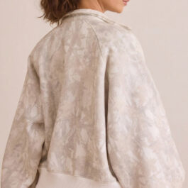 White Abstract Woodland Print Balloon Sleeve Pullover Drawstring Mini Skort Set