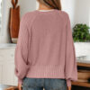 Light Pink Mixed Texture Knit Button V Neck Sweater Cardigan