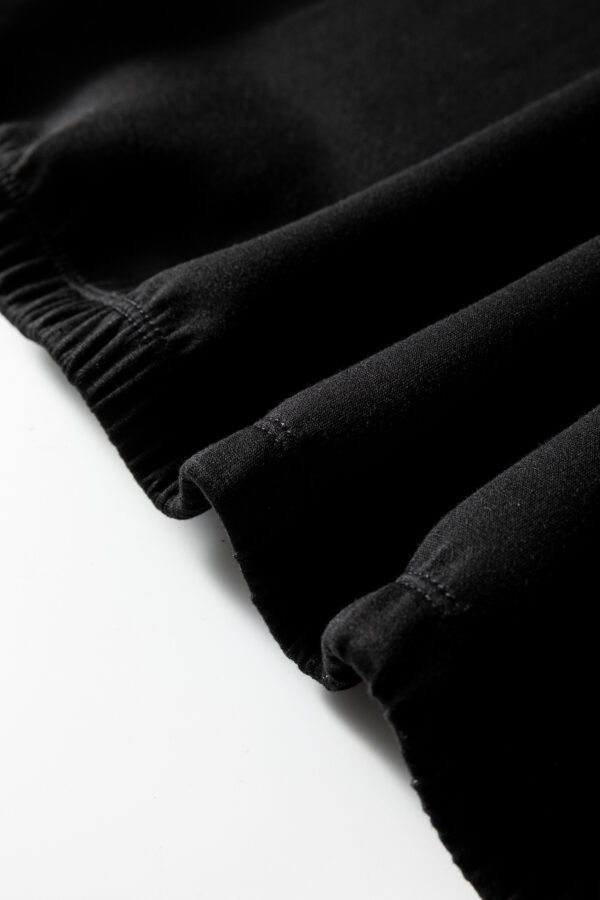 Black Leopard Contrast Drawstring Hood Drop Shoulder Loose Top