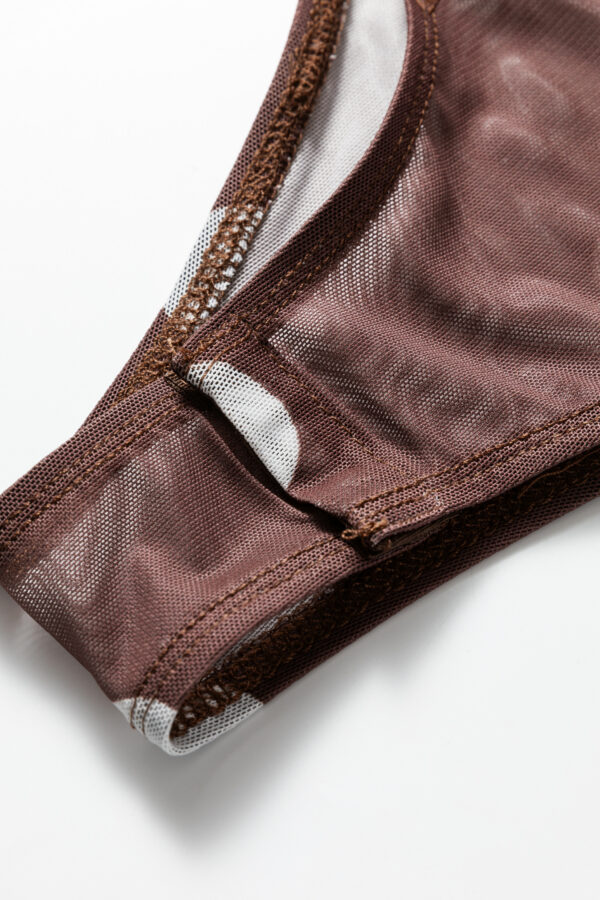 Black Vintage Polka Dot Print Mesh Long Sleeve Bodysuit