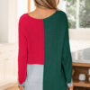 Black Color Block Knit V Neck Loose Sweater