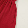 Racing Red Contrast Embroidered Detail Cinched Waist Tiered Long Sleeve Maxi Dress
