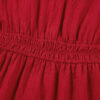 Racing Red Contrast Embroidered Detail Cinched Waist Tiered Long Sleeve Maxi Dress
