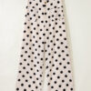 White Polka Dot Print Patched Pocket Loose Pants