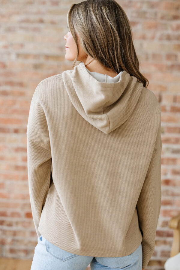 Parchment Thermal Textured Leopard Drawstring Baggy Hoodie