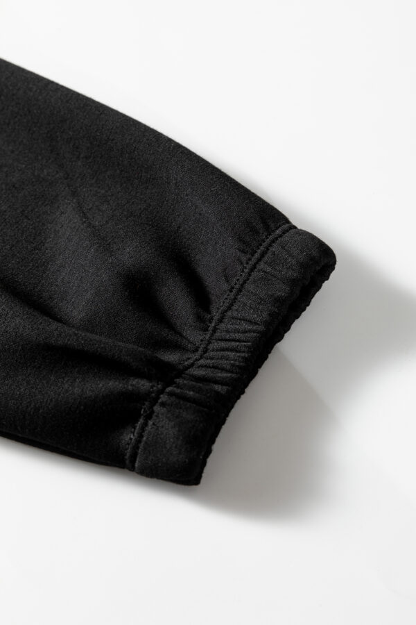 Black Leopard Contrast Drawstring Hood Drop Shoulder Loose Top