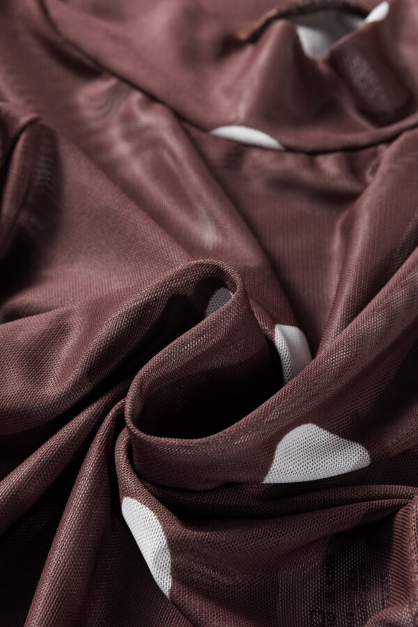 Black Vintage Polka Dot Print Mesh Long Sleeve Bodysuit