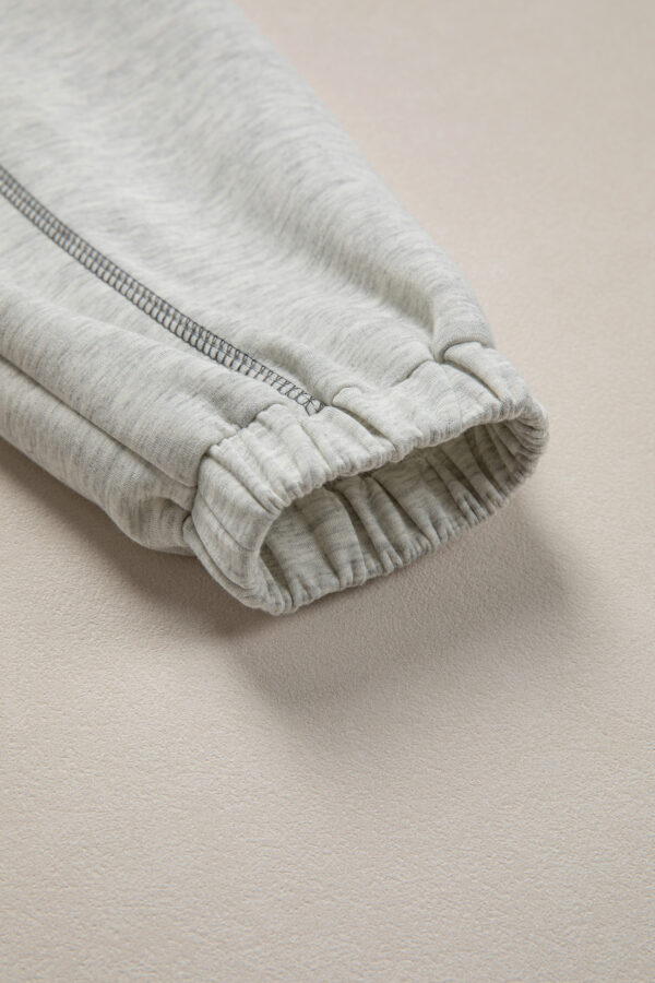 Light Grey Half Zip Stand Neck Seam Detail Long Sleeve Top