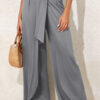 Medium Grey Knotted Drop Waist Split Leg Relaxed Pants