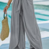 Medium Grey Knotted Drop Waist Split Leg Relaxed Pants