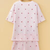 Light Pink Valentine Heart Shape Print Ribbed Knit Short Lounge Set