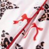 White Leopard Star Ribbon Bow Print Contrast Trim Short Pajama Set