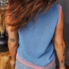 Sky Blue Contrast Trim Round Neck Sleeveless Sweater