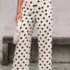 White Polka Dot Print Patched Pocket Loose Pants