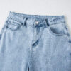 Beau Blue Bow Knot Side Detail Straight Leg Loose Jeans