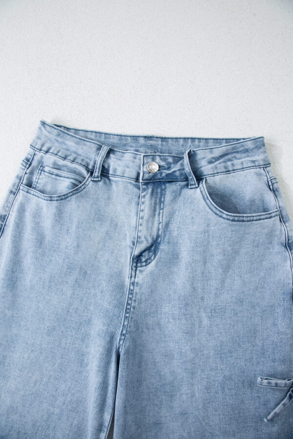 Beau Blue Bow Knot Side Detail Straight Leg Loose Jeans