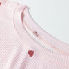 Light Pink Valentine Heart Shape Print Ribbed Knit Short Lounge Set