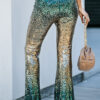 Green Black&Gold Gradient Sequined Pants